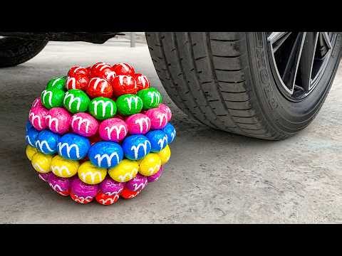 Car Crush Giant Rainbow M&M Candies Experiment Test | Crushing & Soft Things vs Car | 999 ASMR