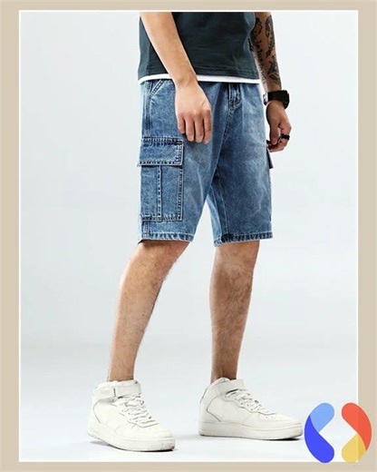 Men’s Hip Hop Denim Cargo Shorts