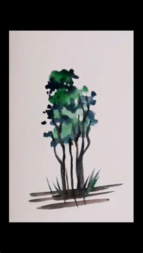Realistic Watercolor Tree 🌳 | Easy Step-by-Step Painting Tutorial 🎨 #shorts