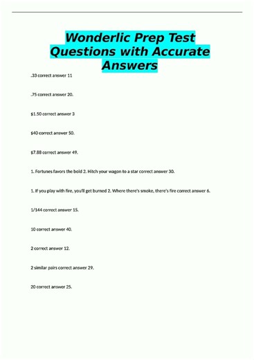 Latest Wonderlic Sample Test 28 Questions with 100 Correct Answers 1627 video