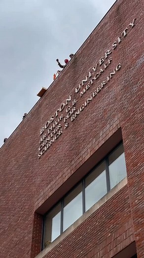 Happy Halloween, Terriers! Nothing screams spooky season at BU like throwing pumpkins off of the Metcalf Center for Science and Engineering roof! @buphysics’ Pumpkin Drop was a smash hit… or a splatter 🎃💥 | Boston University Alumni Association