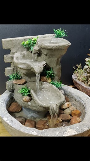 So easy to make cement waterfall fountain | M garden