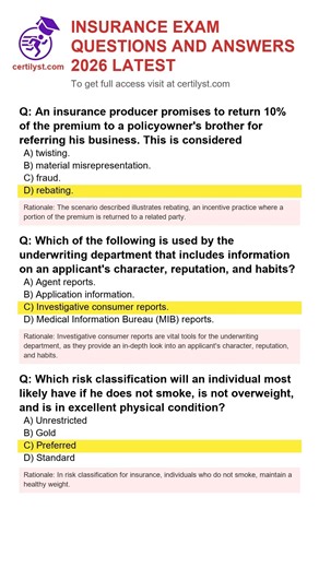 INSURANCE EXAM QUESTIONS AND ANSWERS 2026 LATEST #InsuranceExam
