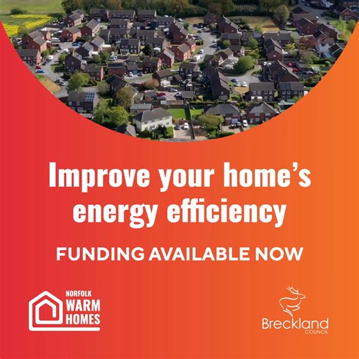 £3.9m of government funding is available for insulation, air source heat pumps, solar panels and more. To qualify for the funding, you must own your home, have an energy performance certificate (EPC) between D-G and meet one of the below criteria: 💷 Gross household income of £36,000 or less. 👤 A person living in the property receives an eligible benefit. 🏡 Your home falls under an auto-eligible postcode. Check your eligibility and enquire at https://loom.ly/QB5CeHQ. | Breckland Council