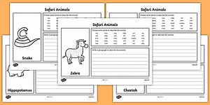 Safari Animal Description Writing Frames