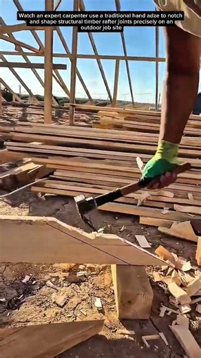 Traditional Timber Framing Adze Techniques #Woodworking #Construction #Shorts