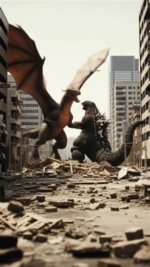 dragon versus Godzilla fight