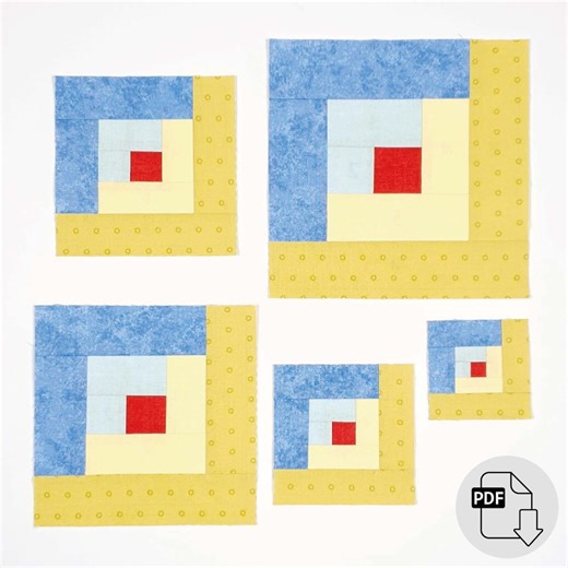 9 Piece Log Cabin Quilt Block Templates, 6 Sizes (PDF Templates) - Etsy