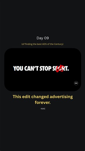 Ads of the Century | Iconic Ads on Instagram: "Nike didn’t sell shoes. They sold belief..... Nike’s “You Can’t Stop Us” is a masterclass in visual storytelling. Using seamless split-screen editing, the ad connects different athletes, sports, and movements into one continuous flow. It delivers a powerful message about resilience, unity, and momentum — proving that great advertising doesn’t interrupt culture, it becomes part of it. Brand: Nike Ad Title: You Can’t Stop Us Year Released: 2020 Agency