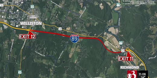 Traffic Alert: I-89 southbound closed between exits 11 and 12