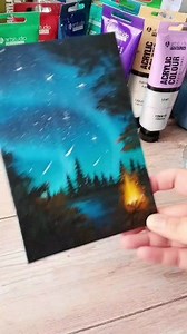 Easy Campfire Under Aurora Night Sky Acrylic Painting ✨ #AcrylicPainting #AuroraPainting #CampfireArt #EasyPainting #BeginnerArtist #CanvasArt #RelaxingArt #NaturePainting #NightSkyArt #PaintingVideo | Jay Lee Paintings