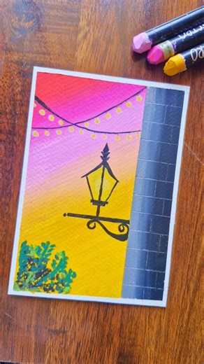 Magical Sunset Lantern Drawing 🌇 | Easy Oil Pastel Art 🎨 | #art #drawing #oilpastel #workingartist