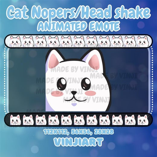 Cat Nopers / Head Shake ANIMATED EMOTE: Digital Download Gif Twitch Youtube Kick Discord - Etsy