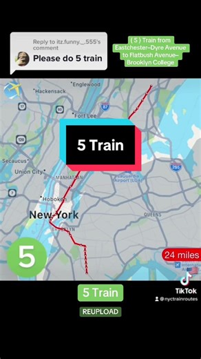 ( 5 ) Train from Eastchester–Dyre Avenue to Flatbush Avenue–Brooklyn College #nyc #fyp #nycsubway #bronx #brooklyn