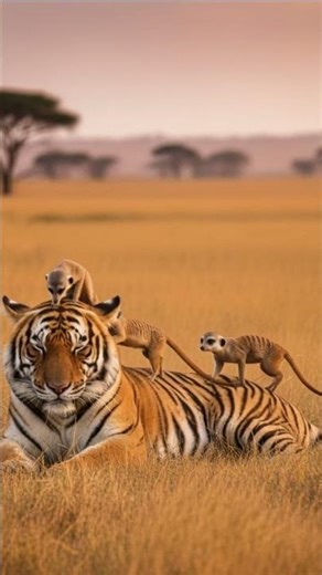 Such Cute Meerkats and Tigers! 🐯¡Qué Adorables Suricatas y Tigres!