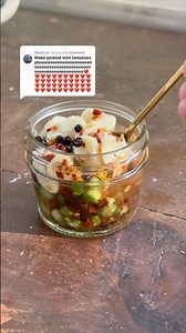 crazy crunchy mini pickled green tomatoes. 🍅 #tomato #tomatoes #garden #tiny #fruit #pickles