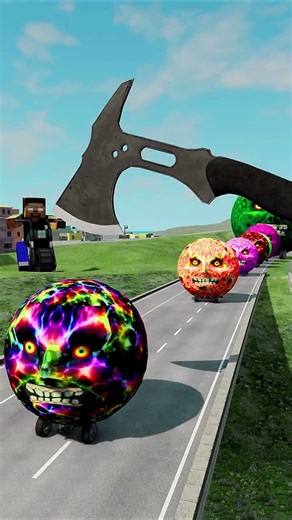 🪓 THE GIANT TACTICAL AXE SMASHES COLORFUL MOONS! 😱🌈💥| BeamNG.drive