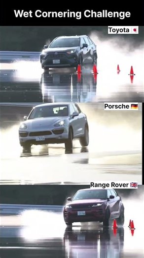 Range Rover vs Porsche vs Toyota | 🌧⛔️ Wet Road Stability & Braking Test