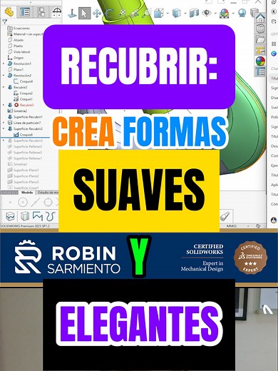 ¿Tus superficies quedan con saltos, huecos o curvas extrañas? 😅 Eso pasa cuando no conoces una de las herramientas más potentes del modelado avanzado: RECUBRIR en SolidWorks. Con esta función puedes: ✅ Crear superficies suaves entre varios croquis. ✅ Controlar tangencia y curvatura para un acabado profesional. ✅ Diseñar piezas complejas sin usar decenas de operaciones. El comando Recubrir es el secreto detrás de los diseños orgánicos, carcasas y superficies aerodinámicas. Cuando aprendes a domi