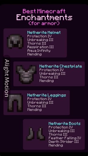 Minecraft armor enchantments #minecraft #shorts