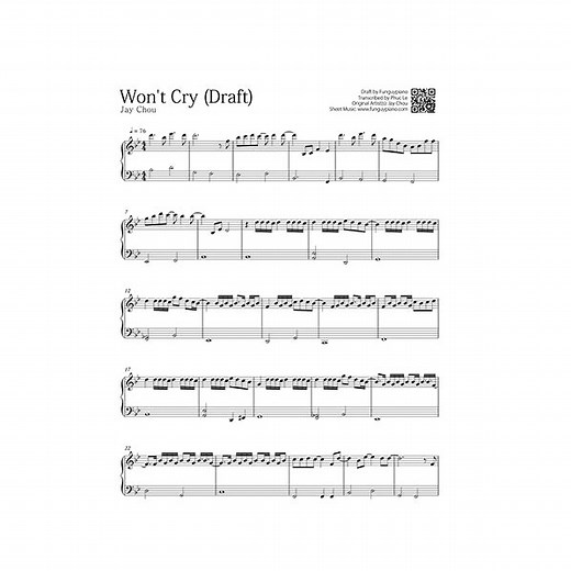 Jay Chou 周杰倫 - Won't Cry 說好不哭 | Free Easy Piano Sheet | Funguypiano