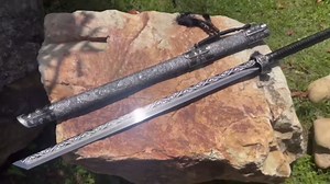 HERO SWORD Black Dragon Blade 罗刹 Sabre Combat Ready Manganese Steel Full Tang Blade Chinese Sword Samurai Sword Katana Real Sharp Practice Kungfu Wushu Knives