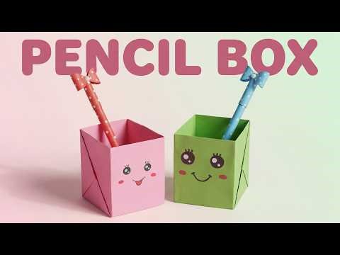 Paper pencil box tutorial | Cute desk organizer craft