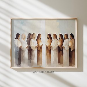 Ten Virgins Parable Christian Painting Matthew 25:13 Faith Artwork 10 Virgins Biblical Story Wall Art Religious Digital Print - Etsy