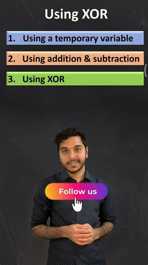 Kailash Choudhary | 3 ways to swap two numbers 1) using temp variables 2) by addition and subtraction 3) bit manipulation (XOR) #coding #codinglife... | Instagram