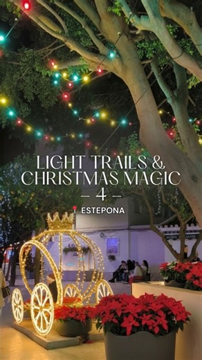 ✨ Estepona is glowing for Christmas! ✨ And the Old Town has transformed into one of the most magical evening strolls on the Costa del Sol. Arches of lights, sparkling plazas, and palm trees wrapped in warm golden glow — the whole town feels like a festive maze you just want to wander through slowly. Estepona feels like a cosy winter postcard come to life. 📍 Estepona ⏱️ Lights & festivities run through until January 6 ✨ Very family-friendly, stroller-friendly 🍕 Great food stop with super pizzas