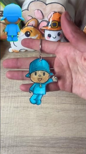Diy pocoyo Keychain 🩵 #art #diy #cute #pocoyo #papercraft #cutecraft #diycrafts
