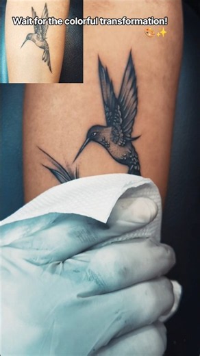 Transformation Complete! ✨ Hummingbird Tattoo Design #shorts