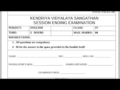 Class-4 English / Annual Exam Question Paper / Previous Session Ending Paper of KENDRIYA VIDYALAYA