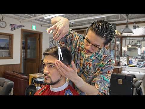 💈(ASMR) Japan's Award-Winning Barber Gives an Ultimate Haircut & Style | Scissor-Over-Comb Haircut