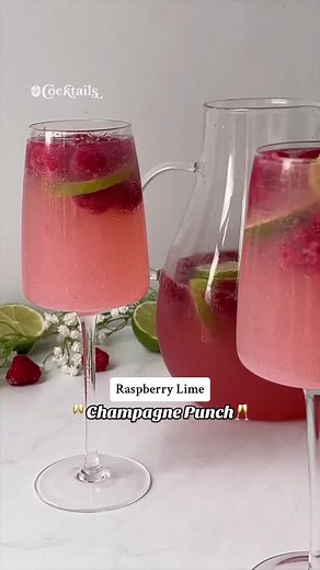 Sip on something sweet & bubbly! 🥂 This Raspberry Lime Champagne Punch is the most refreshing cocktail for a group! 🥂✨ Find the full recipe on PureWow, link in bio! 💞 #raspberrylimechampagnepunch #raspberry#lime #champagne #punch #batchcocktails#champagnepunch #raspberrylime #cocktails #fruitcocktails