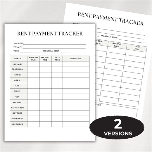 Rent Payment Tracker Printable Monthly Rent Log Tenant Payment Record Landlord Tool Rental Organizer - Etsy