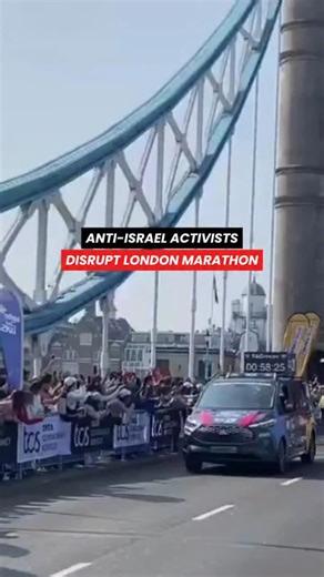 A whole 11 seconds of protest, attempting to disrupt the London Marathon, by Youth Demand activists. | The Jewish News