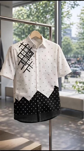 AMARTA PENDEK putih Kemeja Pria Motif Unik Lengan Pendek Desain Elegan BAHAN KATUN slimfit halus lembut ready size M L XL XXL untuk Tampilan Modern#kemejapria #kemejamuslim #fyppppppppppppppppppppppp
