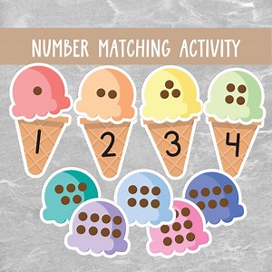 Ice Cream Number Matching Game: Preschool Printable (digital Download) - Etsy