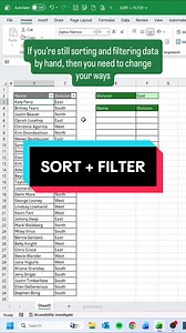 Excel SORT FILTER: Dynamic way to sort and filter data