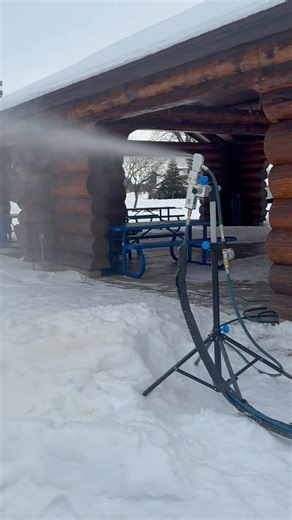 One question comes up evey year…….what happens if do not have snow? Come on down to Whiteside Park and check it out! George Pond from Timber Trail Lodge is here with his snow machine demonstrating what we would have to do! | Ely Winter Festival