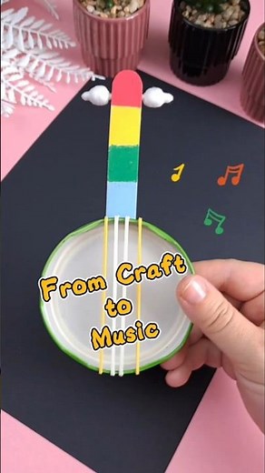 From Craft to Music 🎶 | Easy DIY Mini Banjo for Kids 🪕✨ #kidsprojects #creativekidstuff #DIYbanjo