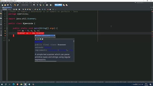 Pedir un número y determinar si un número es perfecto en Java