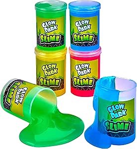 Playbees Glow in The Dark Slime – 6 Pack Neon Party Favors for Kids, Sensory Toy for Boys & Girls Ages 5+, Non-Toxic, Stretchy, Gooey Fun – Birthday, Halloween, Classroom & Treat Bags