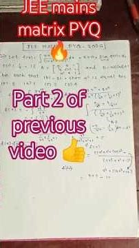 "Can you solve this matrix PYQ faster than me ? 🤯🔥#jeemains #maths
