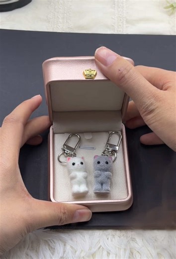 Fuzzy Cat Keychain Bag Charm for Friends