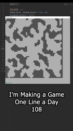 Making a Game One Line a Day (day 108) #everyday #coding #gamedev #python #raylib
