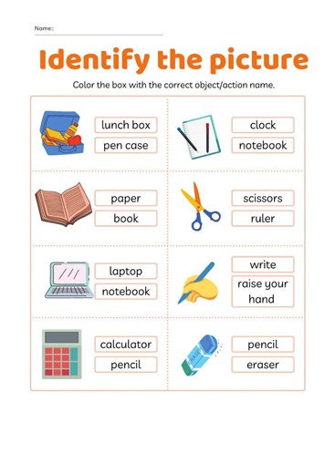 School Supplies Vocab Practice worksheet