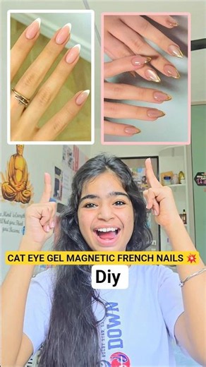 CAT EYE SPECIAL FRENCH NAILS 💥✨️ #shorts #minivlog #ashortaday #tranding #diy #mehndi #nails