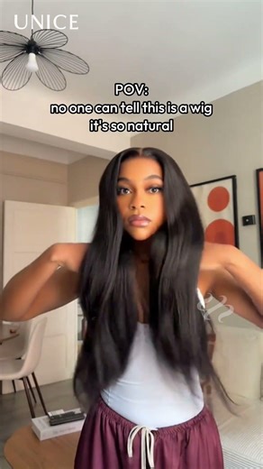 UNice Yaki Straight Black & Balayage Highlights Glueless Wig With Invisible Drawstring